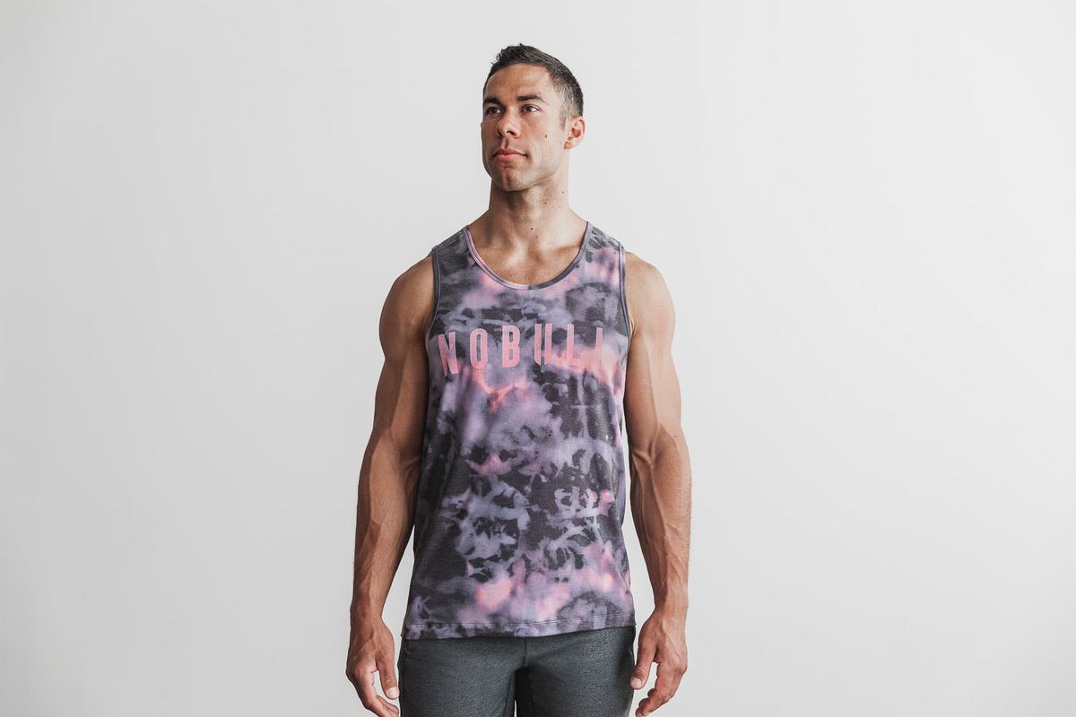 Nobull Tie-Dye Men\'s Tank Tops Pink Black | Australia (LR2859)